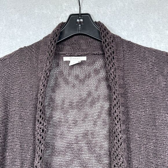 Ariat Sweater Womens SZ Medium Brown Fringe Cardigan Modern Fit Knit Long Sleeve - Picture 2 of 11